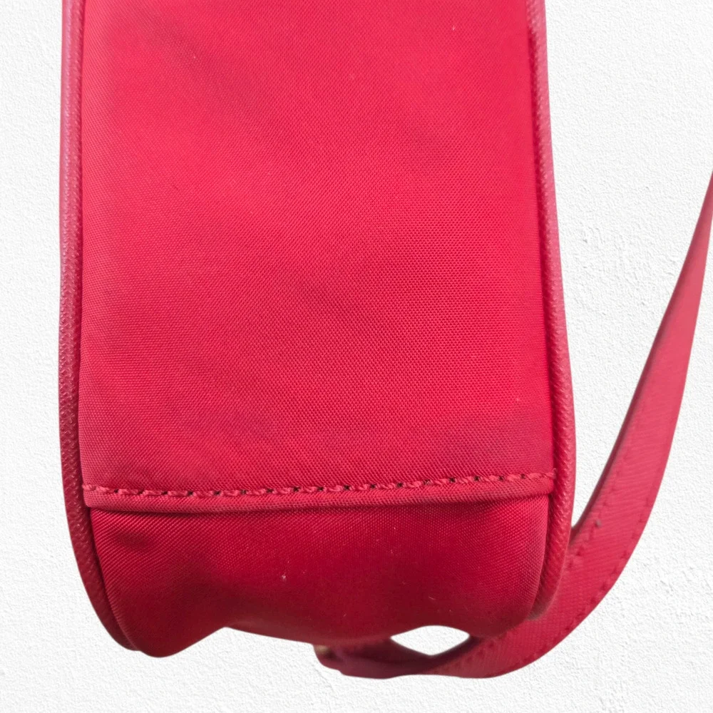Kate Spade Red Nylon Crossbody Bag Stripe Lining Adjustable Strap Shoulder Purse